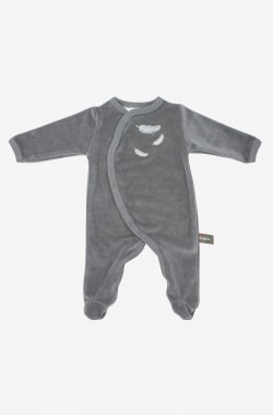 Pyjama bébé en coton bio à motifs plumes blanches