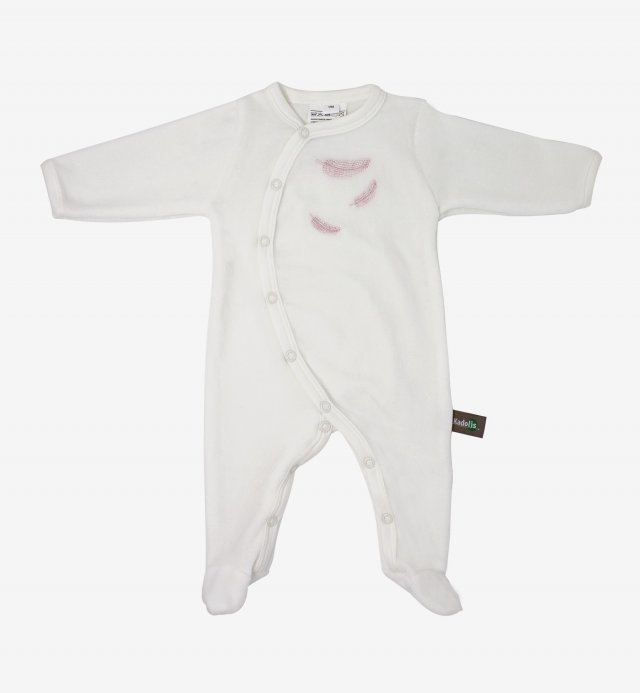 Pyjama bébé hiver en Coton Bio avec motifs plumes colorées 0 à 18 mois