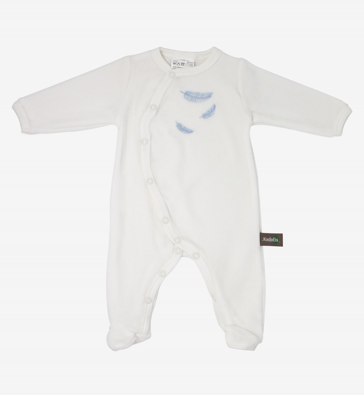 Baby-Pyjama aus Bio-Baumwolle mit bestickten farbigen Federmotiven