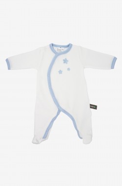 Pyjama bébé coton bio blanc motifs étoiles