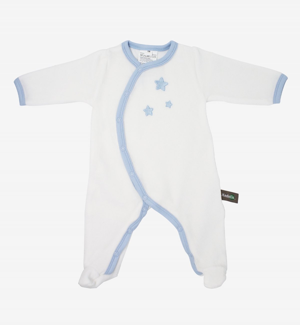 Pijama de bebé en Algodón Orgánico color blanco con estampados de estrellas Kadolis