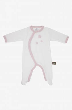 Pijama de bebé en algodón orgánico blanco con estampado de estrellas