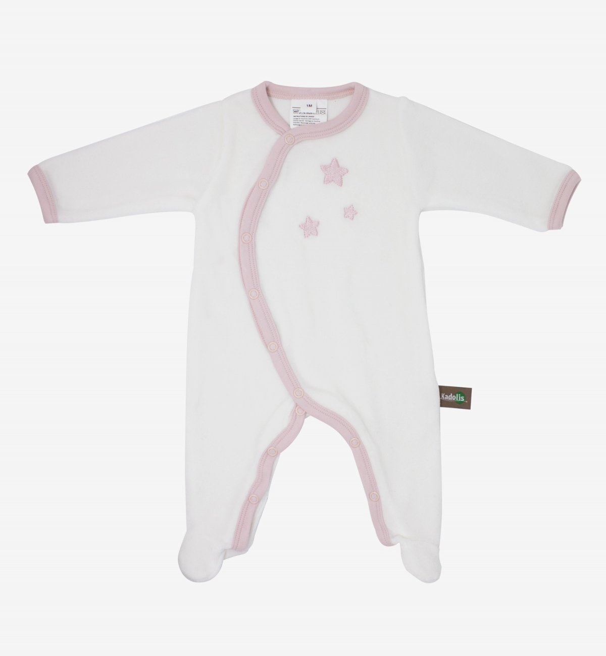 Pijama de bebé en Algodón Orgánico color blanco con estampados de estrellas Kadolis
