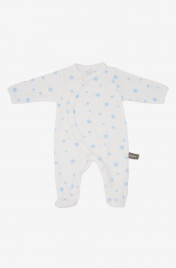 White organic cotton pyjamas with colorful stars all over