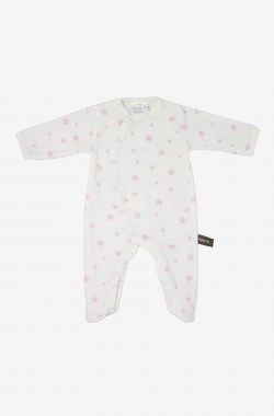 White organic cotton pyjamas with colorful stars all over