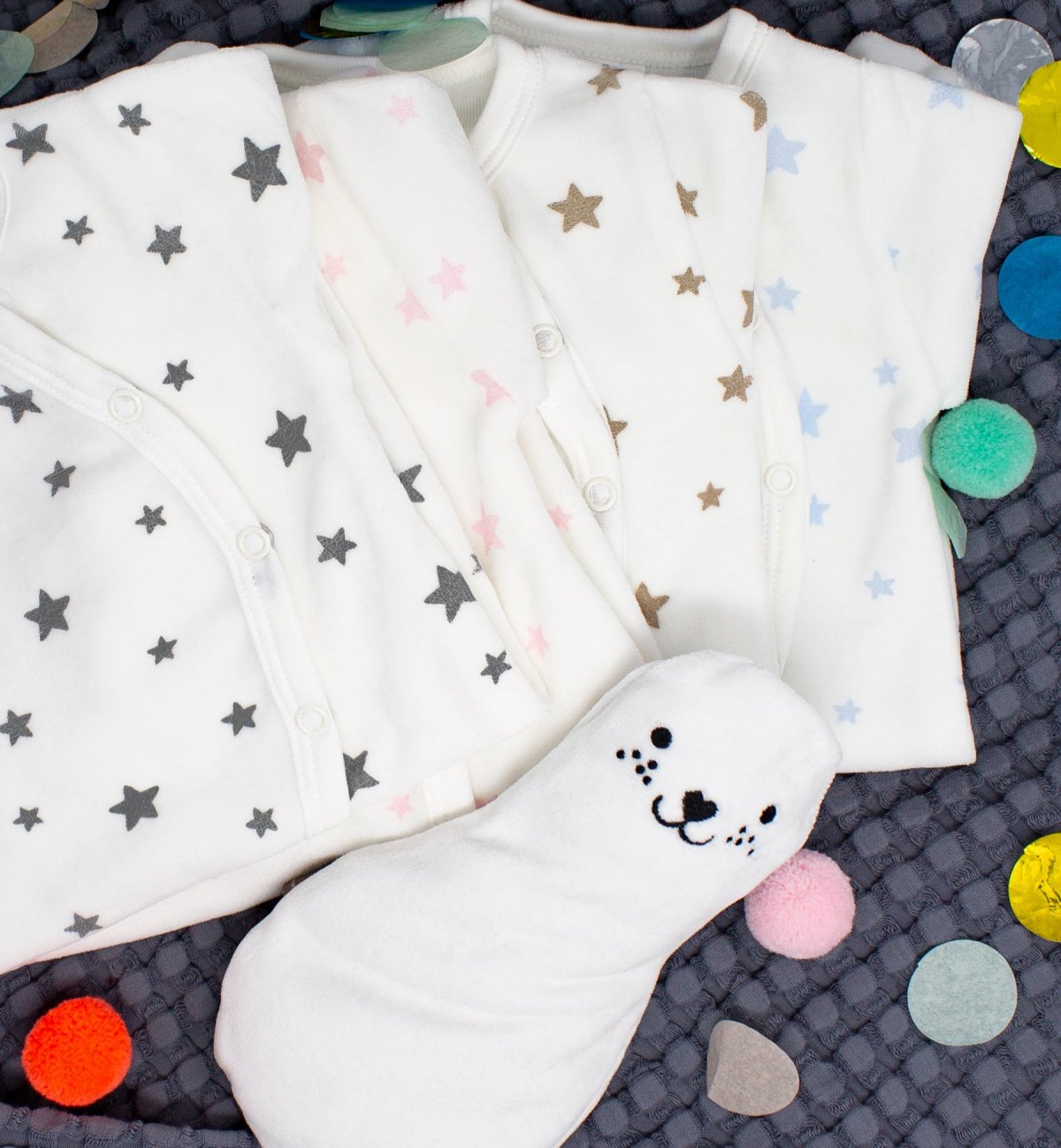 Baby-Pyjama in Bio-Baumwolle bedruckte Sterne Kadolis