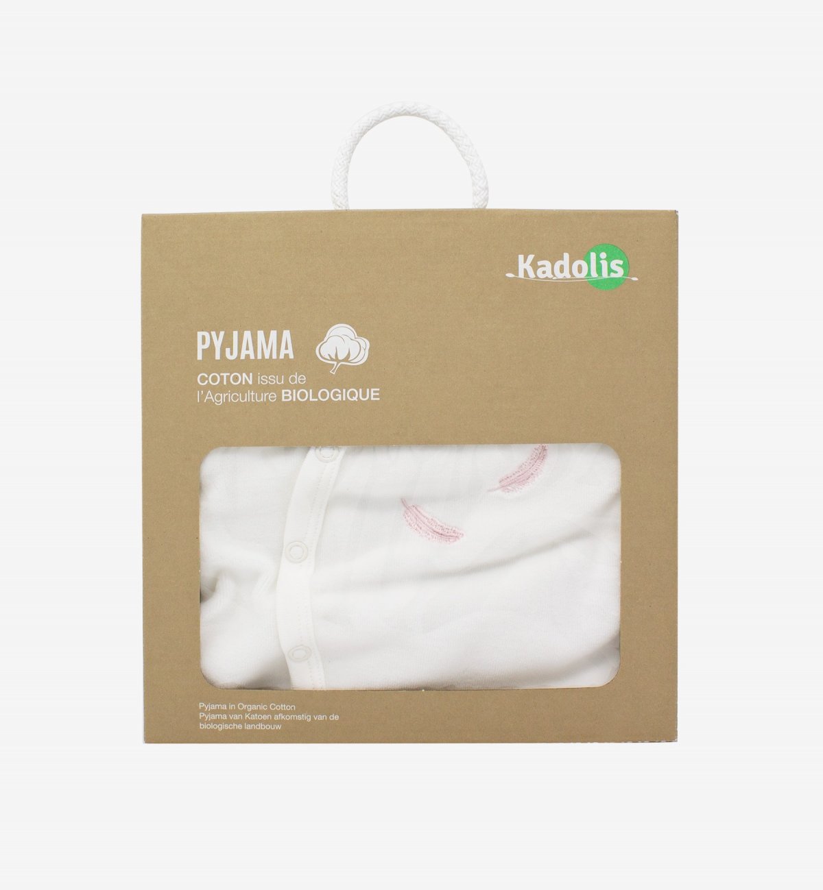Pijama bebé em Algodão Orgânico com padrões de penas coloridas Kadolis