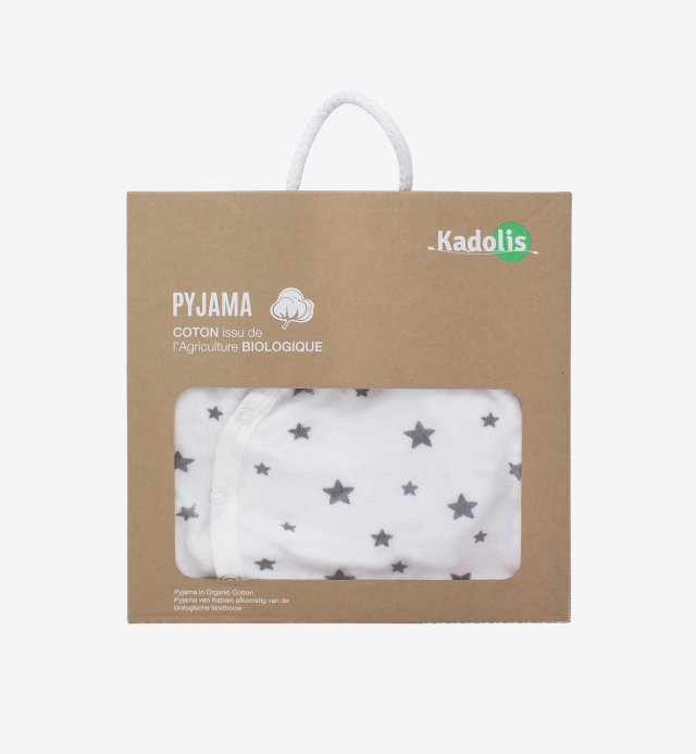 Pijama de bebé em Algodão Orgânico estrelas estampadas Kadolis