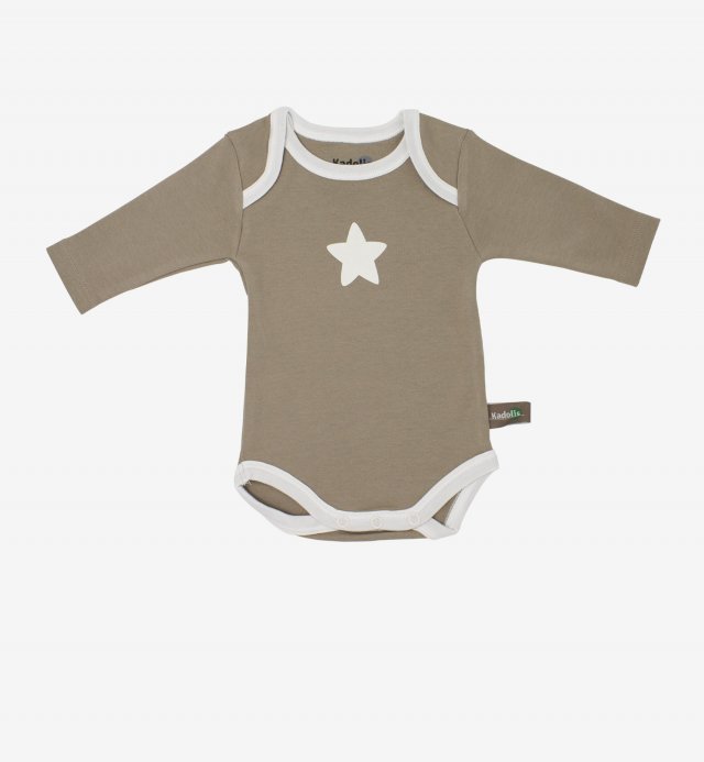 Long sleeved bodysuit in Organic Cotton with star patterns (x 3) Kadolis