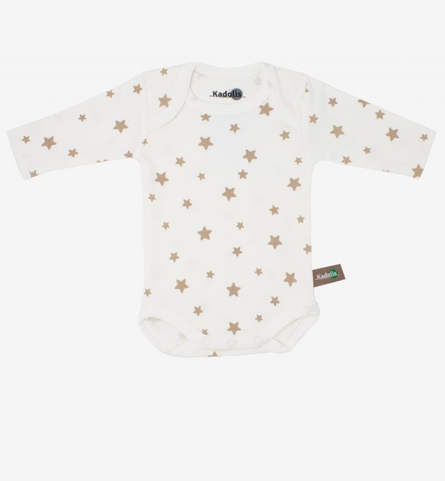 Long sleeved bodysuit in Organic Cotton with star patterns (x 3) Kadolis