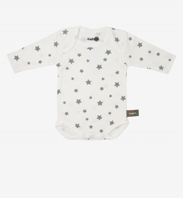 Long sleeved bodysuit in Organic Cotton with star patterns (x 3) Kadolis