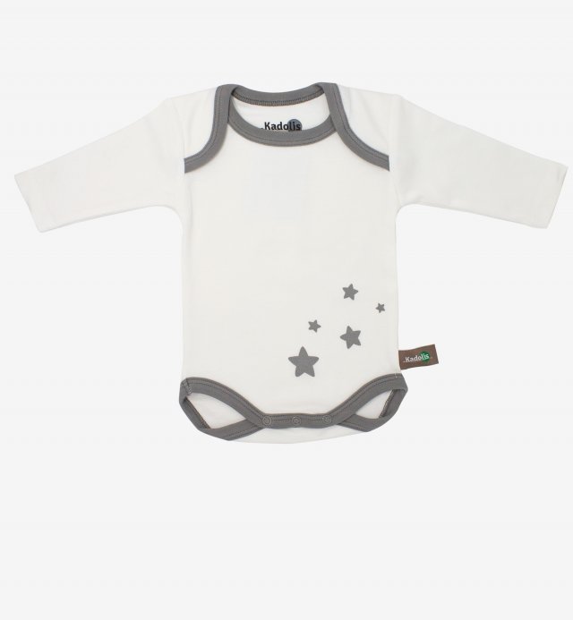 Long sleeved bodysuit in Organic Cotton with star patterns (x 3) Kadolis