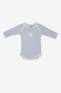 Bodies pour bébé à manches longues en Coton Biologique bleu avec motifs étoiles