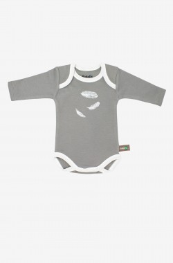 Long sleeved bodysuit in Organic Cotton with feather patterns (x 3) Kadolis