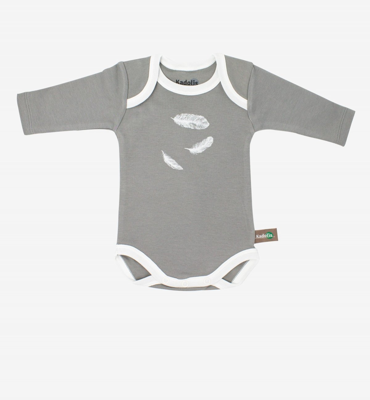 Long sleeved bodysuit in Organic Cotton with feather patterns (x 3) Kadolis