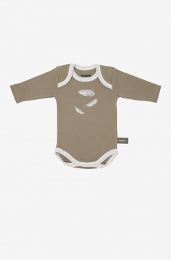 Organic Cotton long-sleeved bodysuit with feather pattern (set of 3)