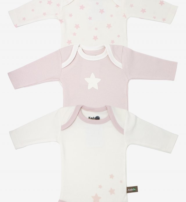 Long sleeved bodysuit in Organic Cotton with star patterns (x 3) Kadolis