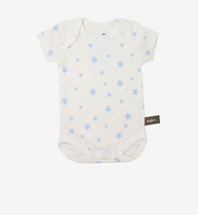 Short sleeved bodysuit in Organic Cotton with star patterns (x 3) Kadolis