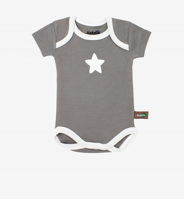 Short sleeved bodysuit in Organic Cotton with star patterns (x 3) Kadolis