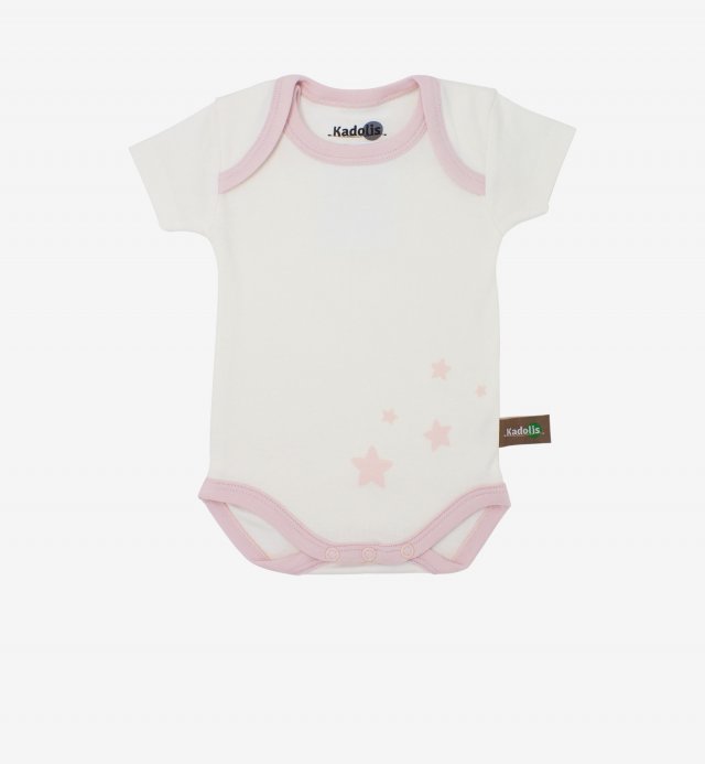 Short sleeved bodysuit in Organic Cotton with star patterns (x 3) Kadolis