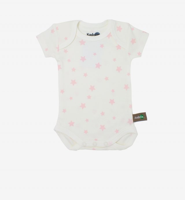 Short sleeved bodysuit in Organic Cotton with star patterns (x 3) Kadolis