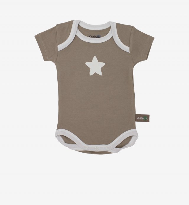 Short sleeved bodysuit in Organic Cotton with star patterns (x 3) Kadolis