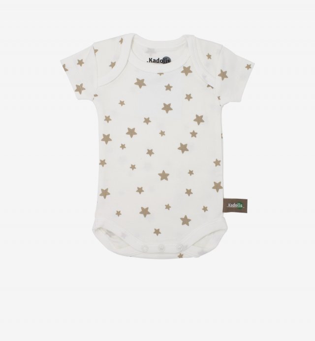 Short sleeved bodysuit in Organic Cotton with star patterns (x 3) Kadolis