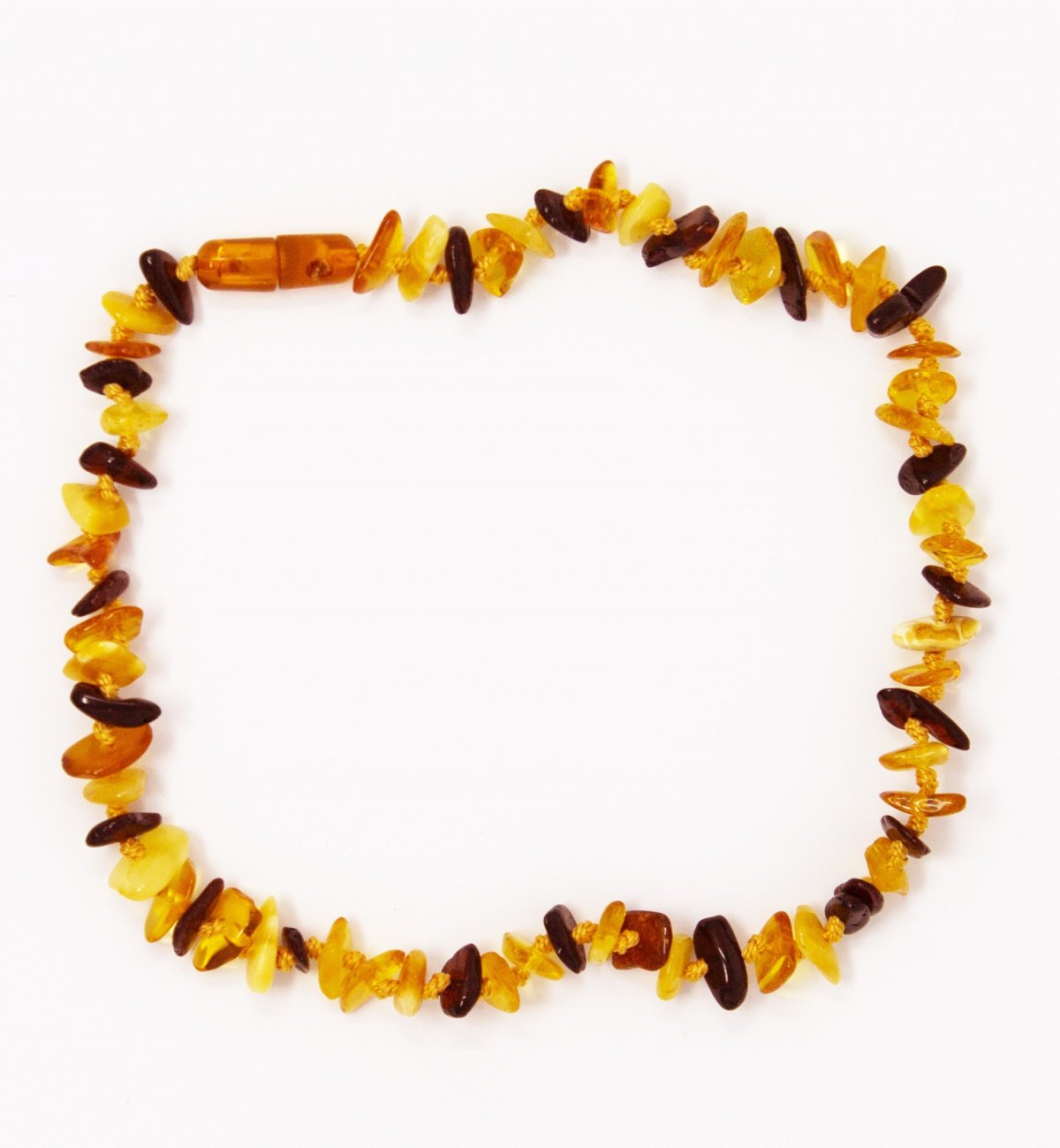 Multicolored amber baby necklace with Kadolis safety clasp