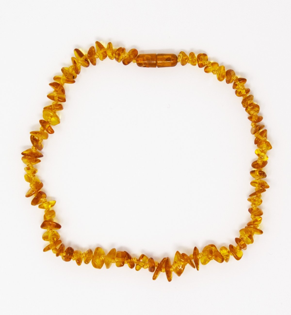 Honey-coloured amber baby necklace with Kadolis safety clasp