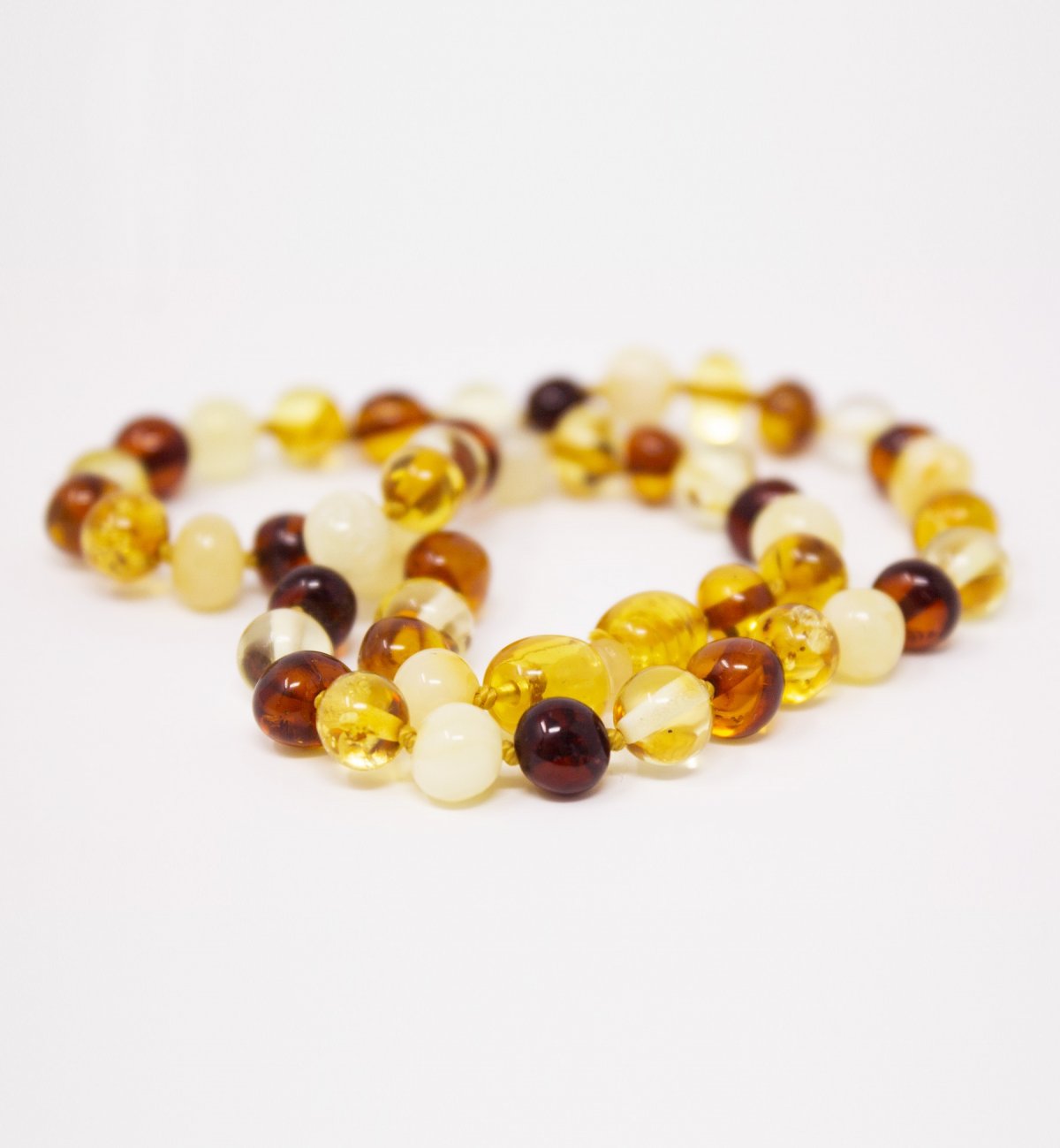 Amber necklace for baby with secure clasp Kadolis