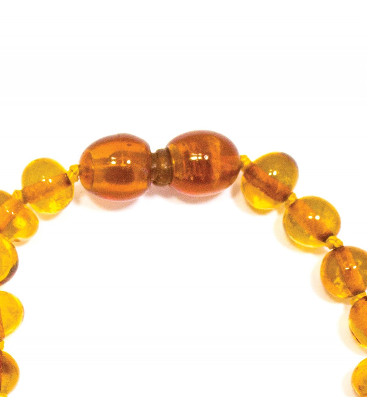 Safety amber bracelet for baby with round honey beads Kadolis