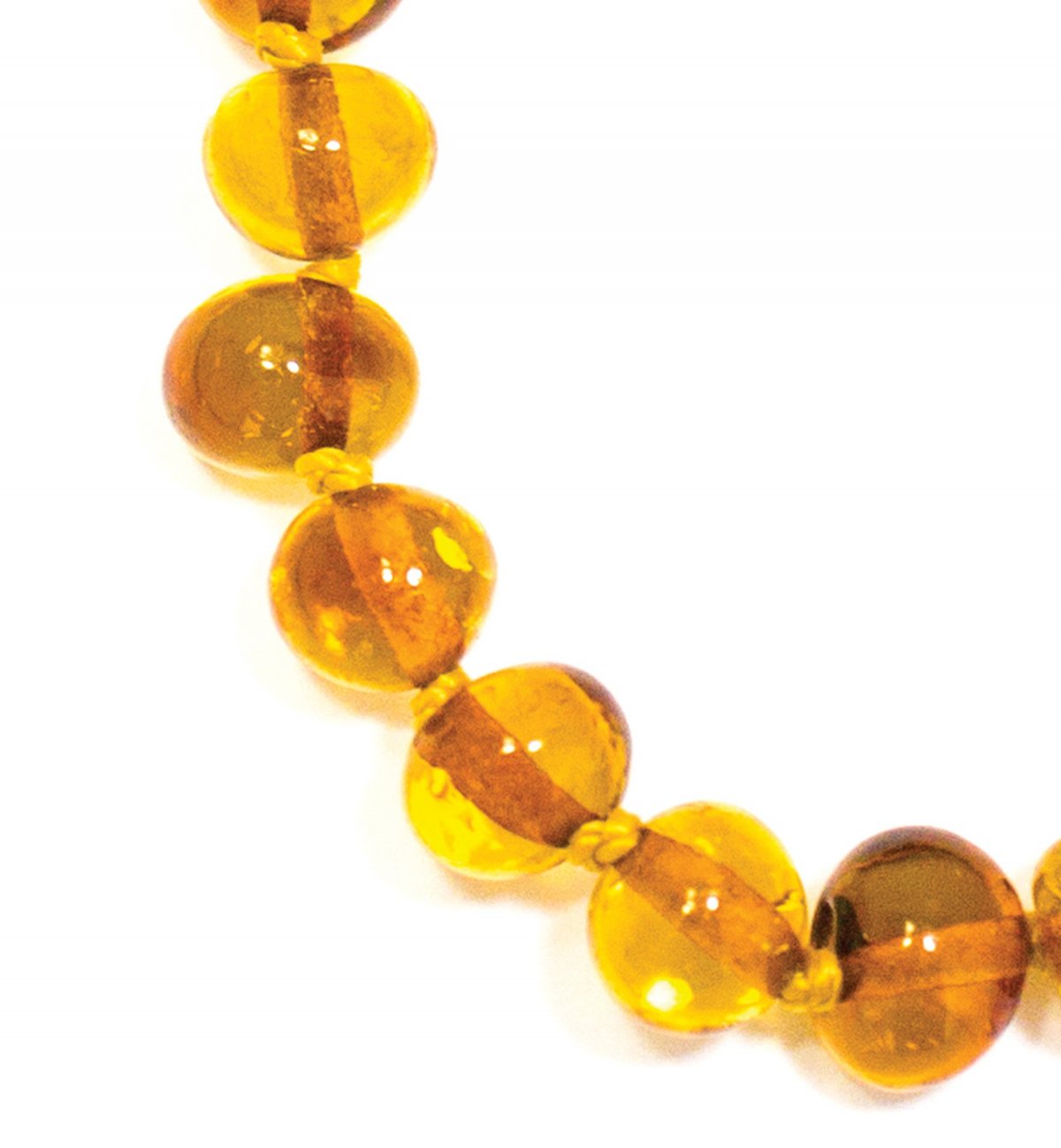 Safety amber bracelet for baby with round honey beads Kadolis