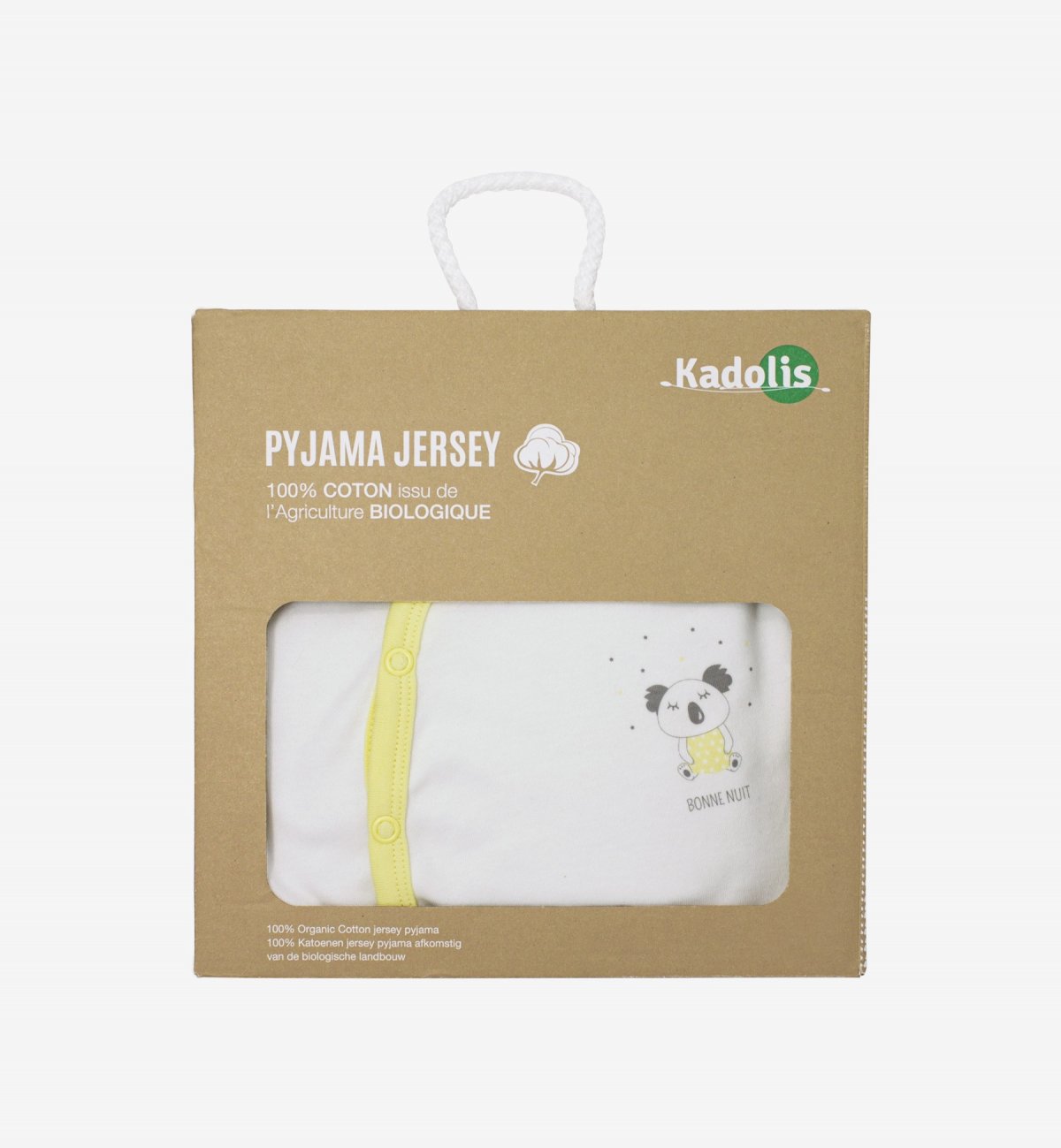Zomerse babypyjama in biokatoenen jersey met Koala Kadolis-patronen.