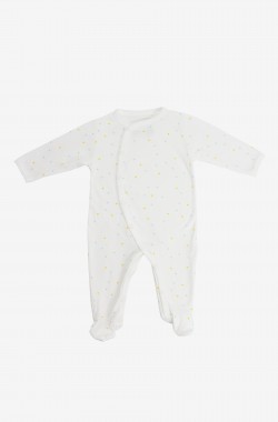 Summer baby pyjamas in organic cotton jersey with triangles patterns