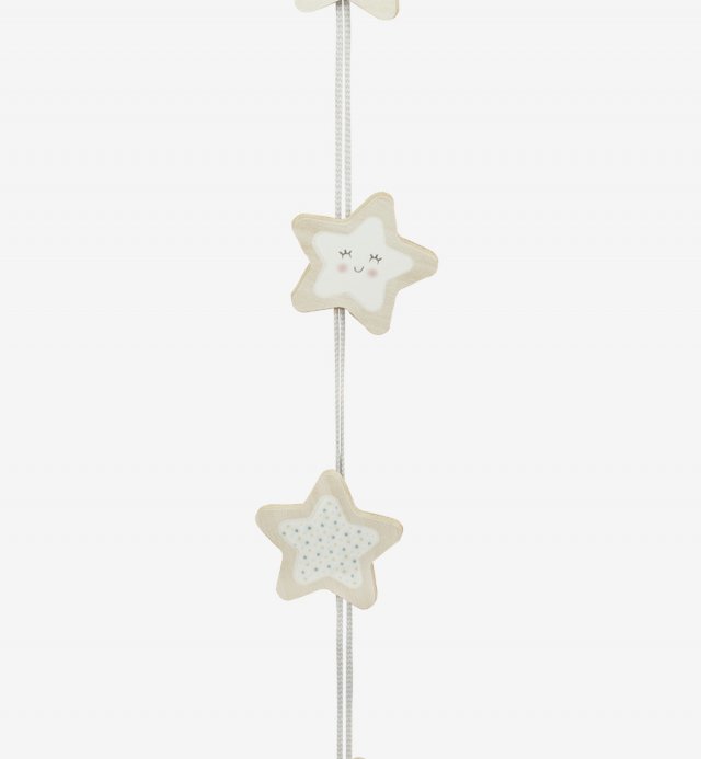 Decorative wooden garland with star motifs for children Kadolis