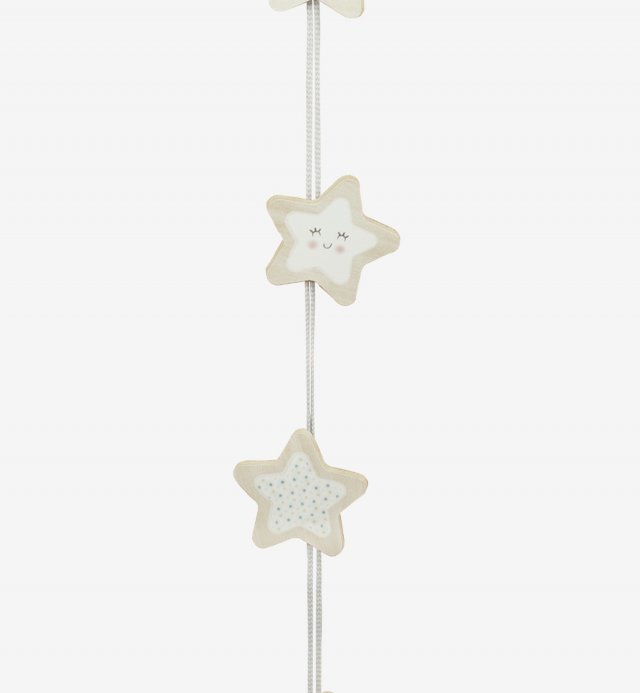 Grinalda de madeira decorativa com motivos em estrela para crianças Kadolis