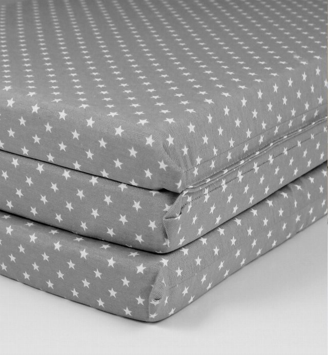 Folding Grey Baby Mattress in 3 Parts, 60 x 120 cm