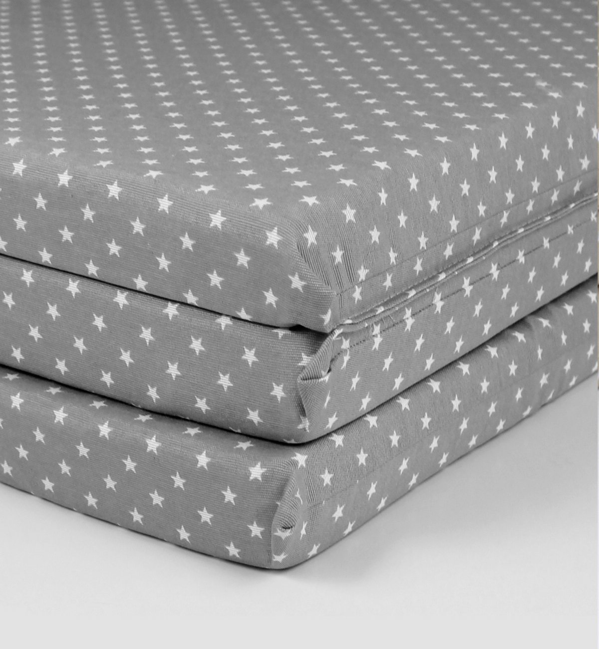 Folding Grey Baby Mattress in 3 Parts, 60 x 120 cm