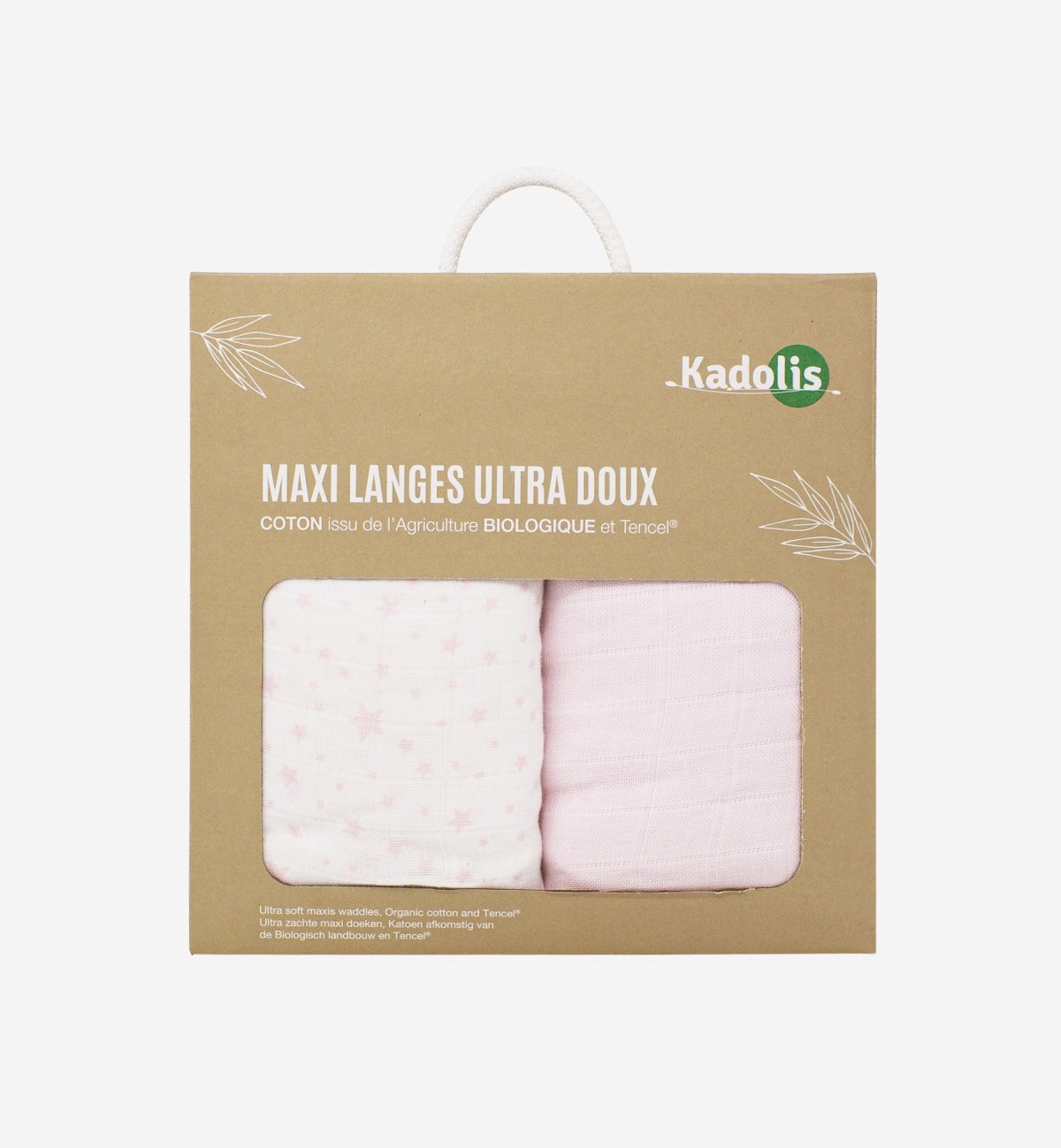 Set of 2 Organic Cotton nappies star patterns size 120x120 cm Kadolis