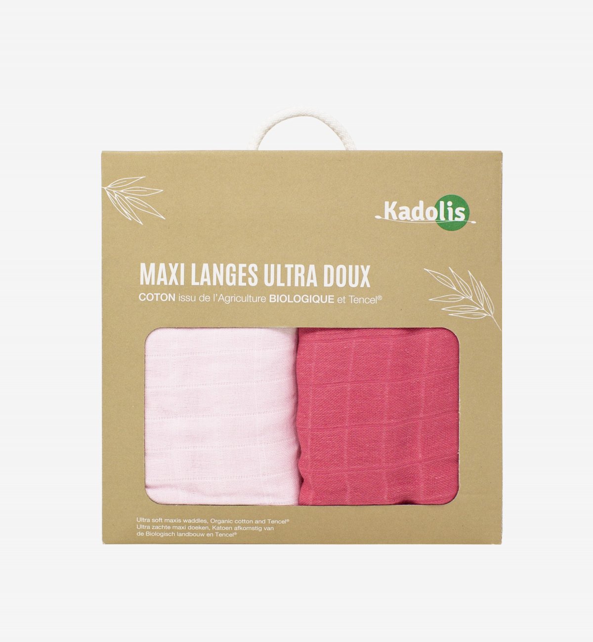 Pack of 2 Maxi ultra soft nappies in TENCEL™ and Organic Cotton Uni 120x120 cm