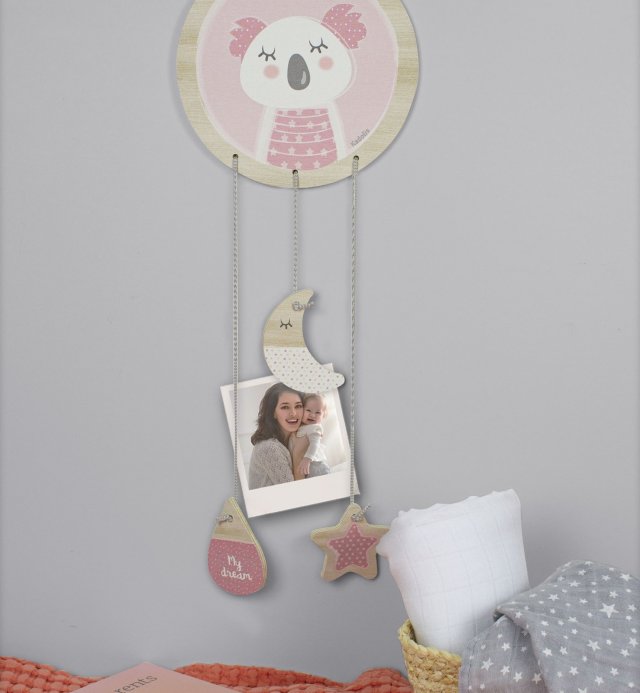 Dream catcher Wooden message holder with koala pattern