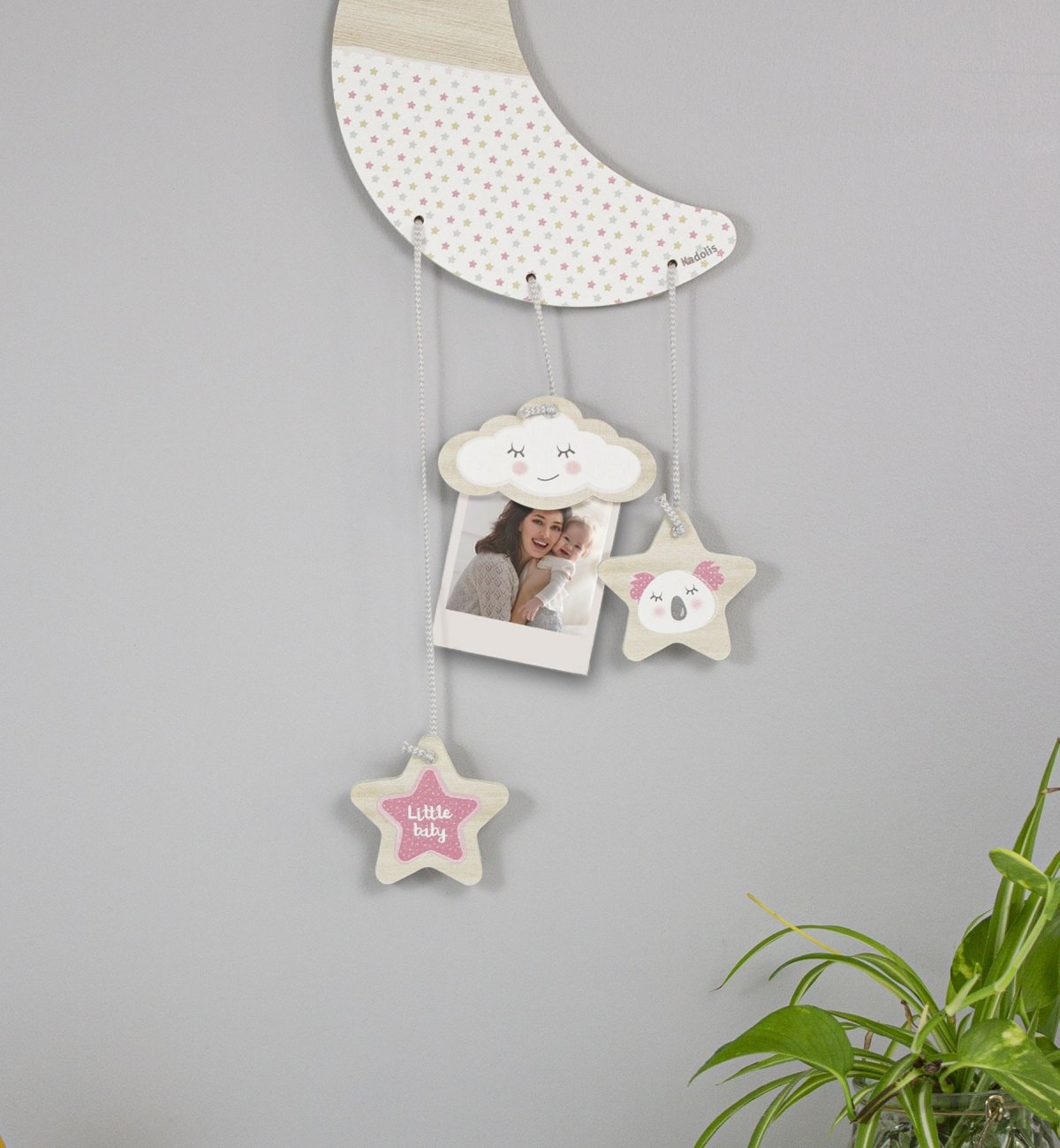 Porte message en bois à motif lune pour chambre enfant