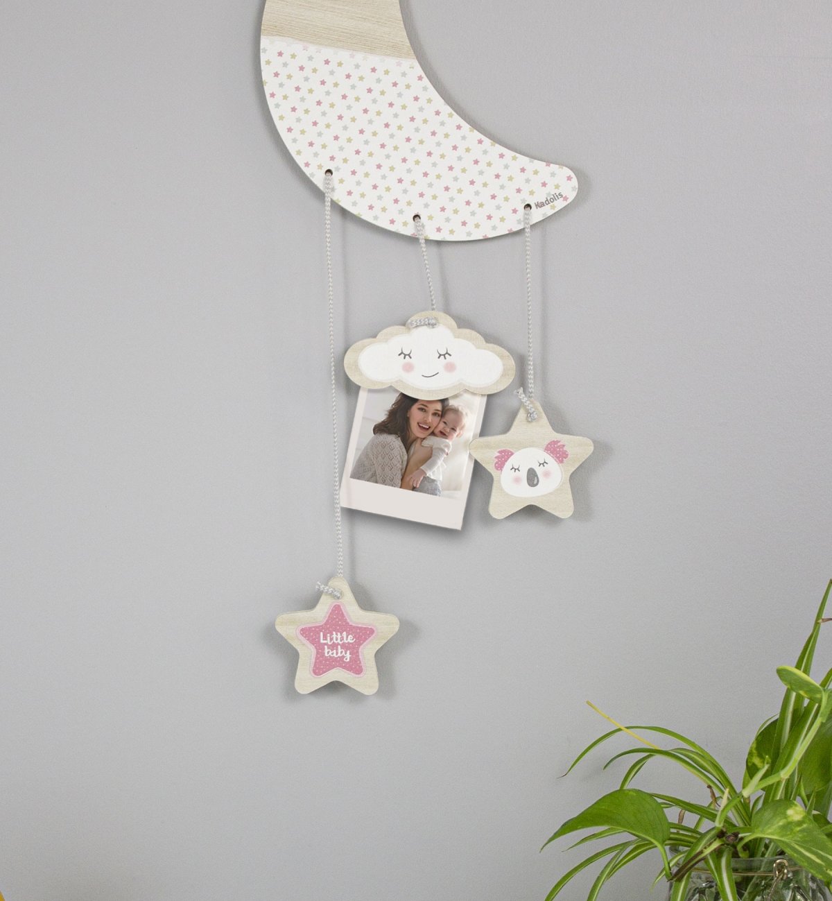 Wooden message holder with moon pattern for children Kadolis