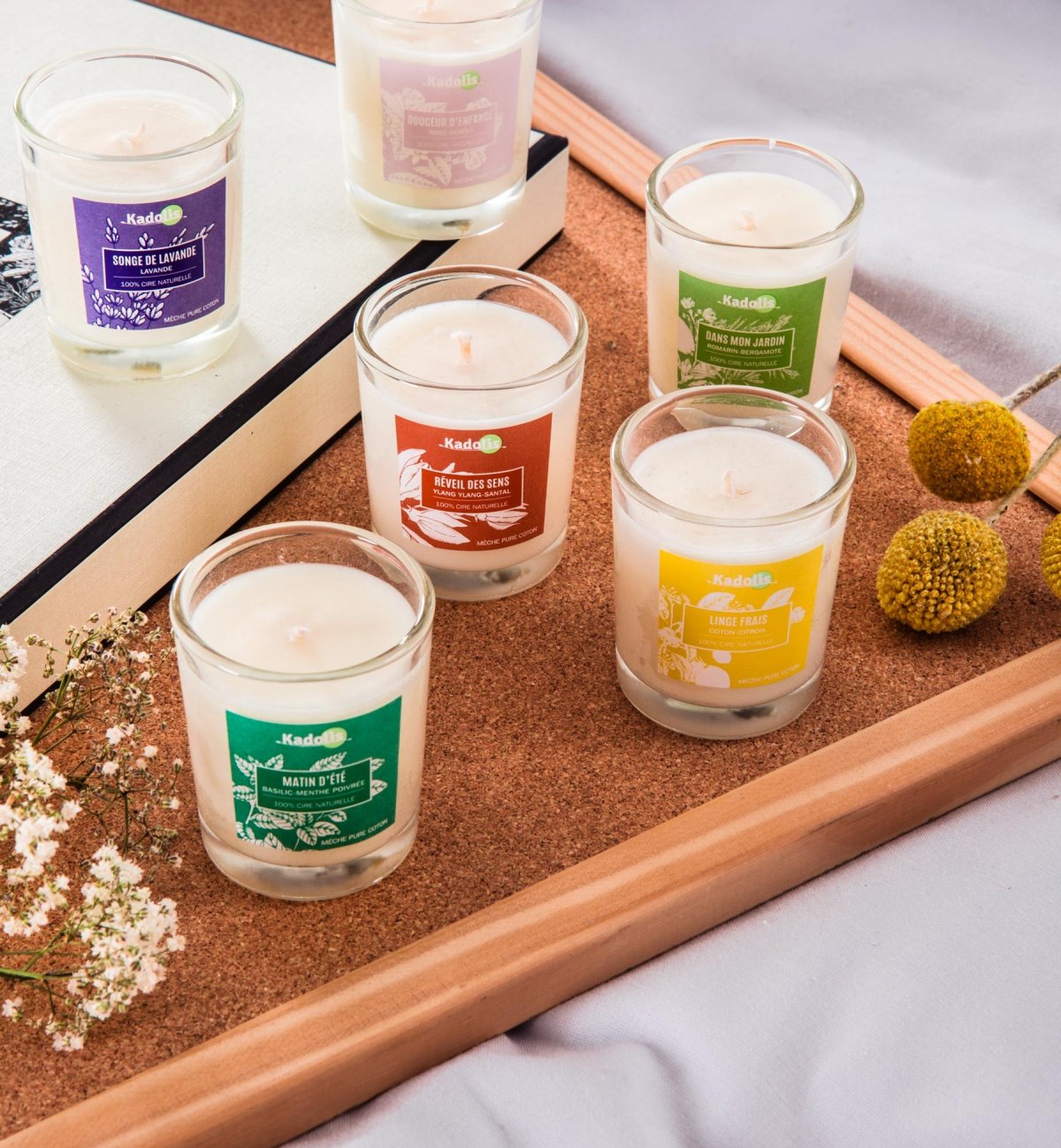 Coffret de 6 petites bougies parfumées en cire naturelle