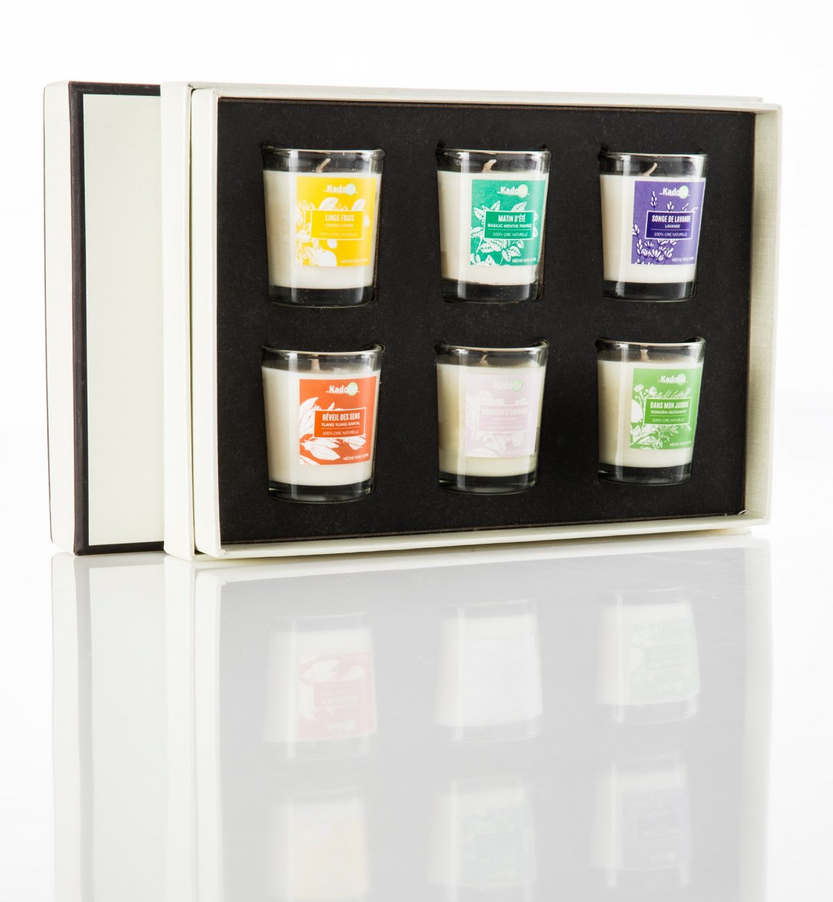 Coffret de 6 petites bougies parfumées en cire naturelle