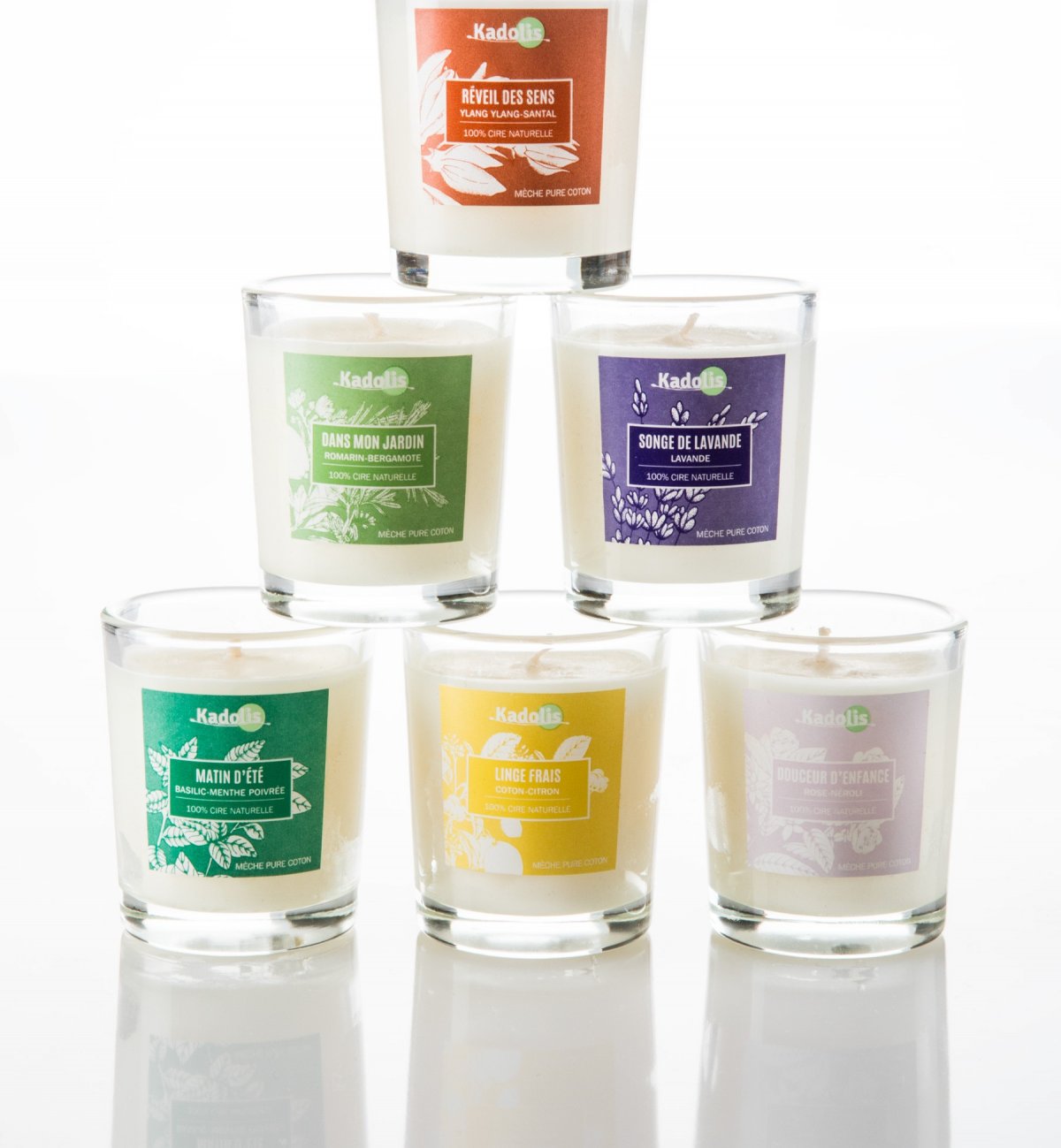 Coffret de 6 petites bougies parfumées en cire naturelle