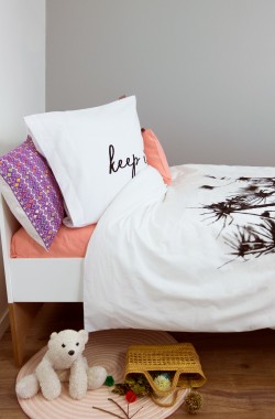 Duvet cover for children in Organic Cotton Zen inscription + Kadolis pillowcase