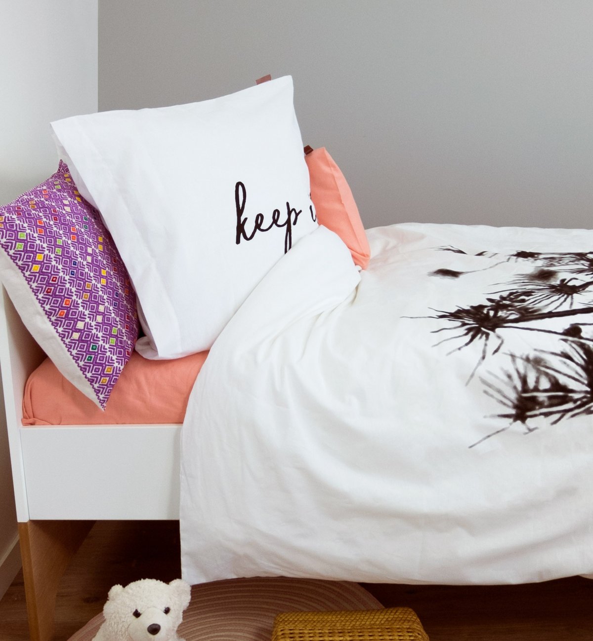 Duvet cover for children in Organic Cotton Zen inscription + Kadolis pillowcase