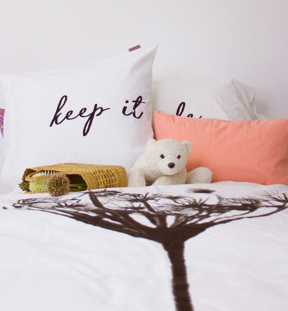 Housse de couette enfant en Coton Bio Inscription zen + taie