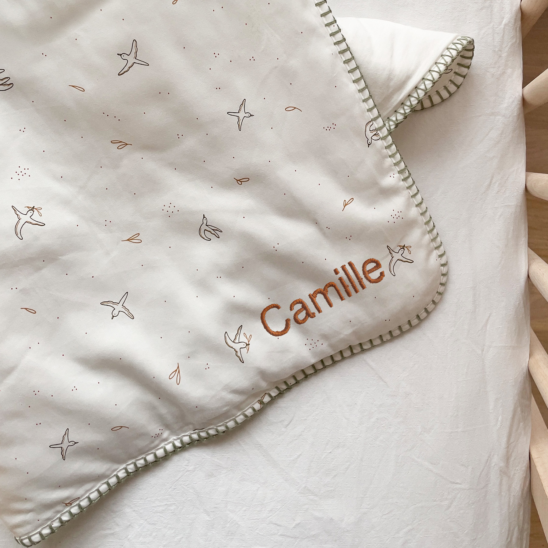l'Envolée Zachte, gewatteerde deken voor pasgeborenen 75x100cm Oeko-tex gecertificeerd - Broderie - 2